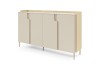 Modernes Sideboard in Beige mit hellen Holzakzenten und schlanken Beinen.