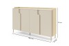 Maße des Sideboards: 183,2 cm Breite, 110 cm Höhe und 42 cm Tiefe.