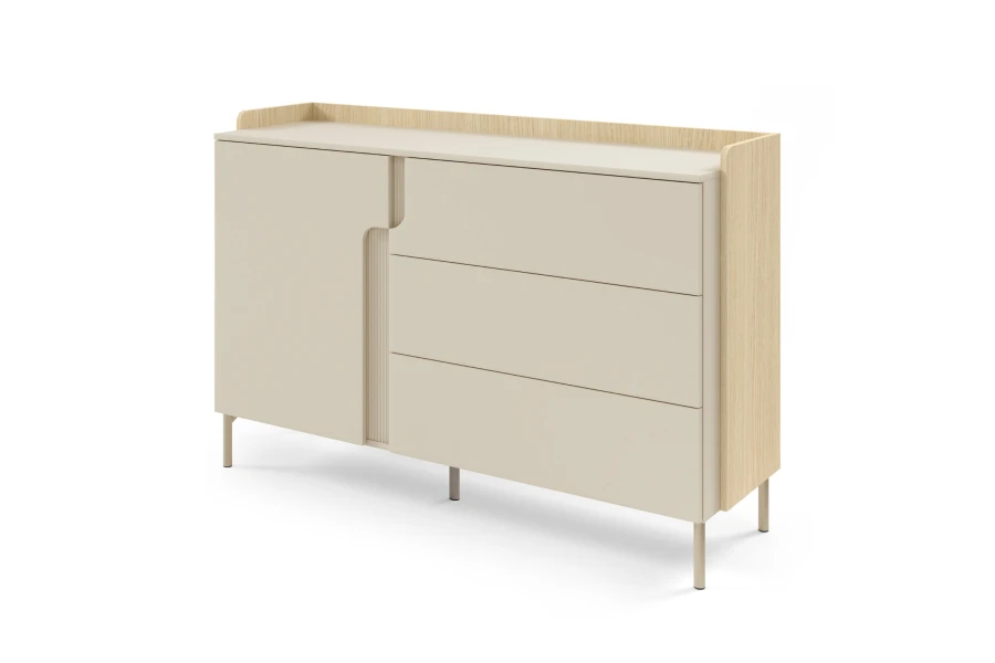 Modernes Sideboard PO7 der Pauro Serie in Eiche Mavelie und Macadamia Design für stilvolles Wohnen.