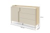 Abmessungen Sideboard PO7: 143,2 cm Breite, 95 cm Höhe und 42 cm Tiefe für die Raumplanung.