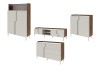 Moderne Pauro Wohnzimmermöbel Set bestehend aus Sideboards und Lowboard in Alba Nussbaum Kaschmir.