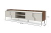 TV-Lowboard in Weiß und Walnuss-Optik, Maße: 200x51x42 cm