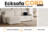 Ecksofa Cord Mini Infografik: Highlights wie Bettkasten, Stoffprobe und individuelle Auswahl.