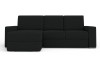 Schwarzes Ecksofa in L-Form, moderne Couch auf weiß.