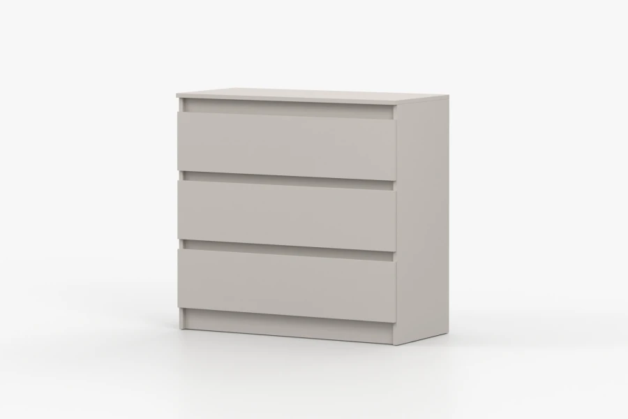 Moderne Kommode in Beige mit 3 Schubladen, minimalistisches Design ohne Griffe.