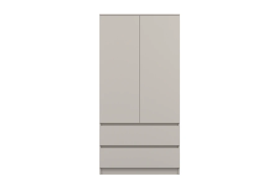 Moderner 2-türiger Kleiderschrank in Beige mit zwei geräumigen Schubladen aus der SIMO Kollektion.