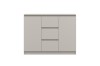 Modernes beige Sideboard mit 3 Schubladen und 2 Türen für Flur oder Schlafzimmer.