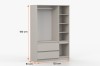 Innenansicht Kleiderschrank 120x180x50 cm mit Kleiderstange und Regalfächern.