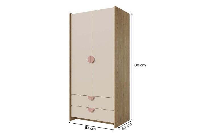Abmessungen des Lexo Kleiderschranks: 198x83x60 cm.