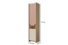 Schmaler Lexo Schrank mit rosa und beigen Türen, Maße 198 cm hoch, 43 cm breit und 40 cm tief.