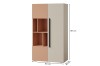 Modernes Highboard in Terracotta und Beige mit Maßangaben 90x157x40 cm.