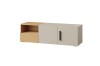 Modernes Lowboard in Eiche und Beige mit schwarzem Griff, schlichtes Design für das Wohnzimmer.