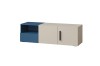 Zweifarbiges Lima Sideboard in Blau und Beige mit einem offenen Fach und zwei Türen mit schwarzen Griffen.