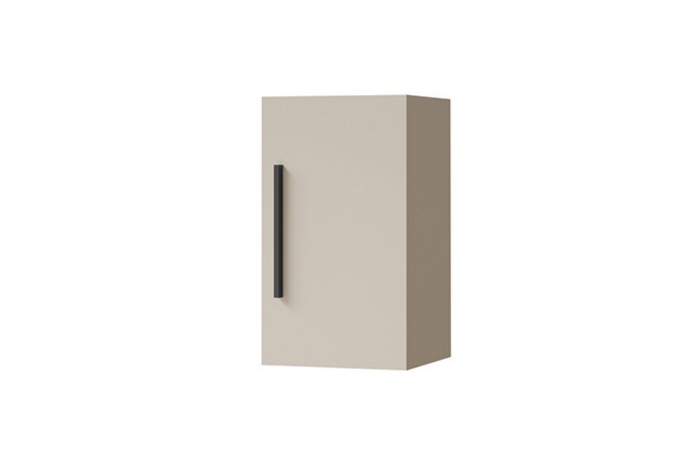 Einzelner Hängeschrank der Serie Lima in Beige mit modernem schwarzen Stabgriff.