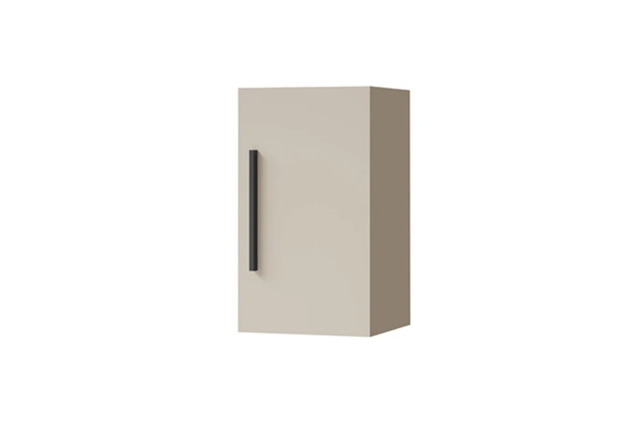 Einzelner Hängeschrank der Serie Lima in Beige mit modernem schwarzen Stabgriff.