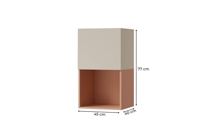 Zweifarbiges Wandregal in Beige und Terrakotta, Maße 77 x 45 x 40 cm.