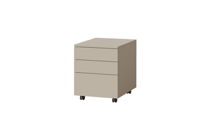Moderner Rollcontainer in Beige mit drei Schubladen auf Rollen aus der Lima Möbelserie.
