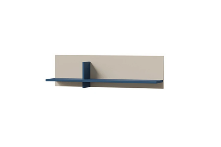 Minimalistisches zweifarbiges Hängeregal in Beige und Dunkelblau für moderne Wohnräume.