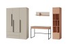 Möbelset Lima: Kleiderschrank, Schreibtisch und Regal in modernen Beige- und Terrakottatönen.