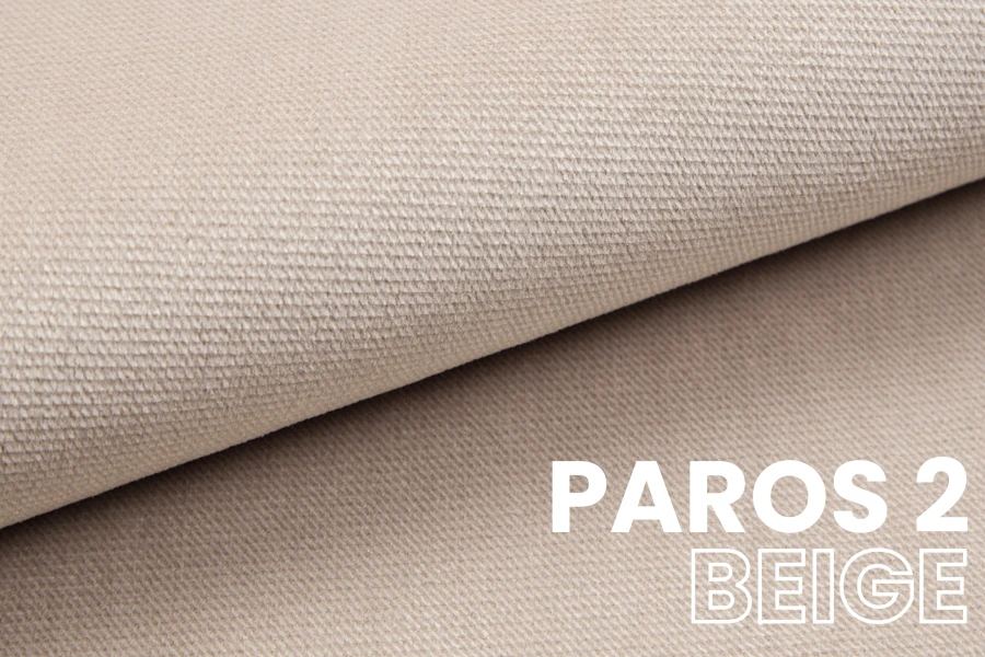 Detailansicht der Stoffstruktur Paros 2 in Beige für Polstermöbel.