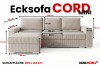 Maße des Ecksofas Cord Mini in Beige mit einer Schlaffläche von 200x143 cm.