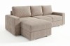 Ecksofa mit beigem Cordbezug, Ottomane links, schräg von vorne fotografiert.