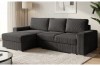 Modernes Ecksofa in Anthrazit mit Cord-Bezug POSO 34 im Wohnzimmer, Ottomane links.
