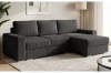 Stilvolles Ecksofa in Anthrazit mit Cord-Stoff POSO 34, Ansicht mit Ottomane rechts.
