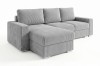 Ecksofa Cord grau L-Form mit Ottomane links vor weißem Hintergrund