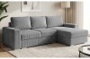 Ecksofa aus grauem Cordstoff in L-Form mit Ottomane rechts