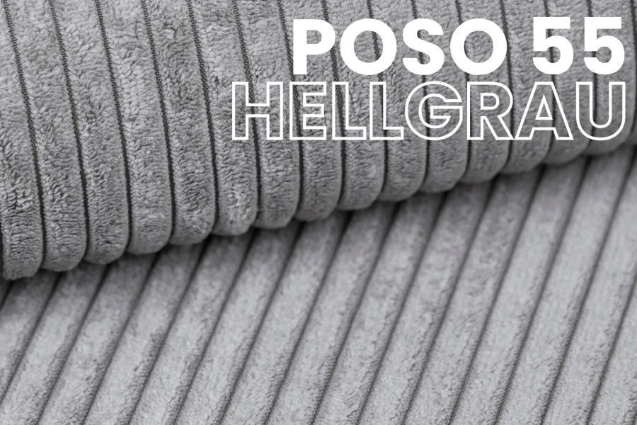 Nahaufnahme Cordstoff Poso 55 Hellgrau Textur für Polstermöbel