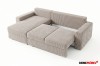 Ausziehbares Schlafsofa aus beigem Cord mit praktischer Gästebett-Funktion.