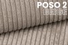 Bezugsstoff Poso 2 Beige: Detailaufnahme der Cord-Struktur für Polstermöbel.