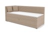 Modernes Cord-Ecksofa in Beige mit Bettkasten-Funktion, Seitenansicht von links.