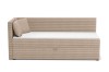 Modernes Kord-Daybed in Beige mit Ecklehne links, isoliert auf weiß.