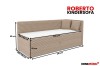 Maßskizze für Roberto Kindersofa in Beige: 210 cm Länge und 100 cm Tiefe, cordbezogenes Bett.