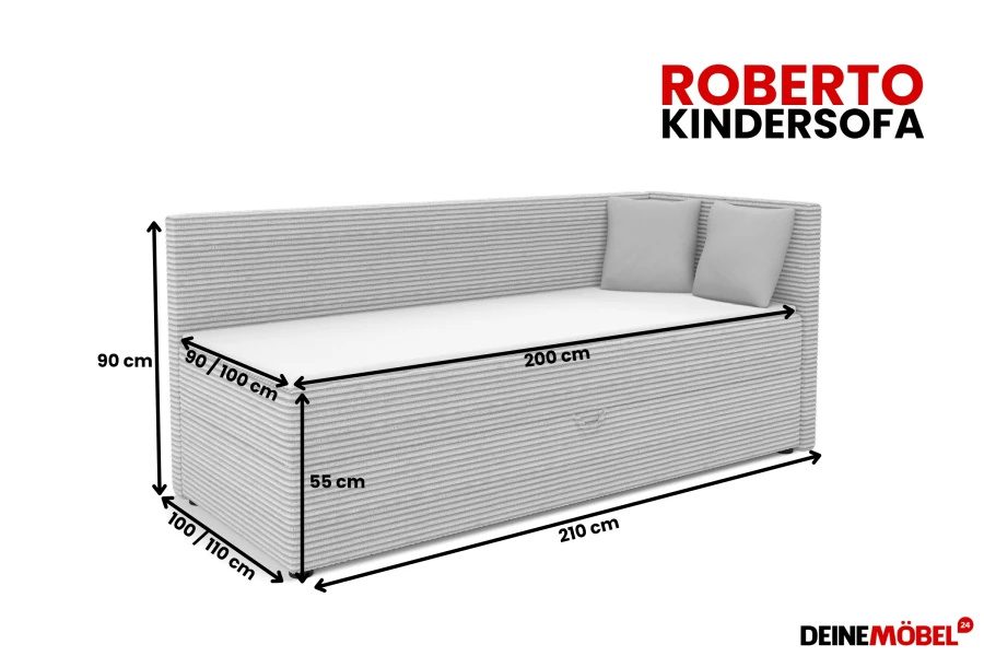 Maße Roberto Kindersofa: Detailgetreue Abmessungen für Höhe, Breite und Tiefe.