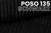 Stoffprobe Poso 135 in Schwarz, Kordstruktur für Polstermöbel