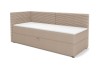 Kompaktes Schlafsofa in Beige mit Cord-Stoff und Bettfunktion, Seitenansicht links.