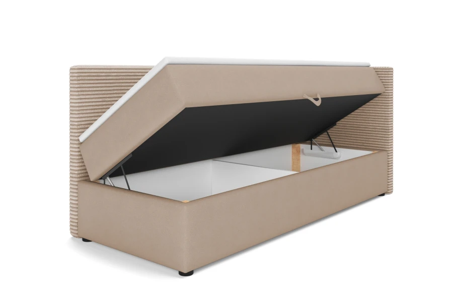 Mila Kindersofa in Beige mit offenem Bettkasten für praktischen Stauraum