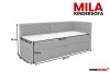 Maßangaben für das Mila Kindersofa: 210 cm Länge, 90 cm Höhe und 100 cm Breite.