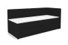 Kindersofa Mila in Schwarz mit weißer Matratze und Cord-Rückenlehne.