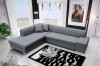 Modernes graues Ecksofa in einem stilvoll eingerichteten Wohnzimmer mit großem Fenster.