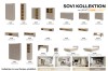 Übersicht der SOVI Möbelkollektion mit Schränken, Sideboards und Betten in verschiedenen Maßen.
