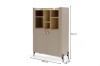 Maßangaben für den Schrank: 151 cm Höhe, 100 cm Breite und 42 cm Tiefe.