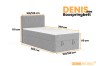 Maße des Denis Mini Boxspringbetts in Grau mit Kopfteil und Liegefläche.