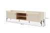 Beiges TV-Lowboard mit Maßen 195 cm Breite, 55 cm Höhe und 42 cm Tiefe.