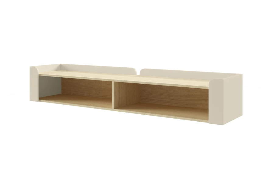 Offenes Wandboard Sovi SA11 aus heller Eiche mit zwei Fächern für moderne Wandgestaltung.