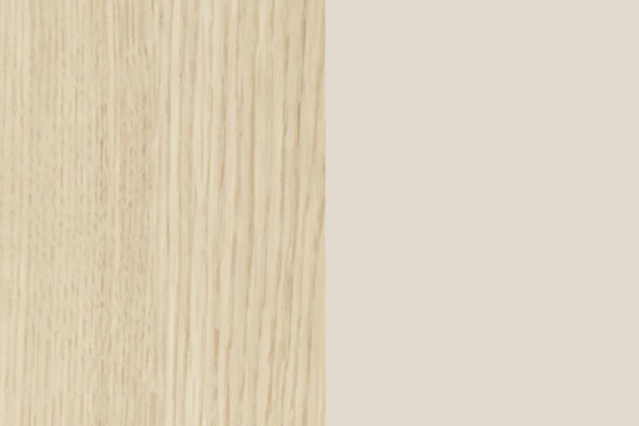 Farbmuster der Sovi Serie: Kombination aus Eiche Mavelie Dekor und Macadamia Beige.