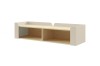 Schlichtes Wandregal mit zwei Fächern in Eiche-Optik und Beige für das Kinderzimmer.